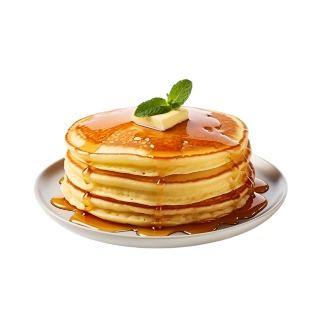 Stack of pancakes with maple syrup and butter