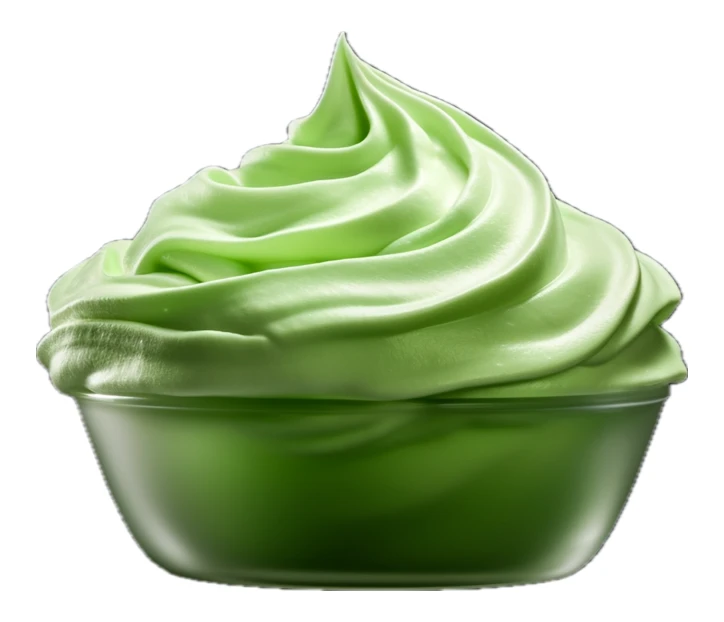Matcha green tea soft serve ice cream in bowl