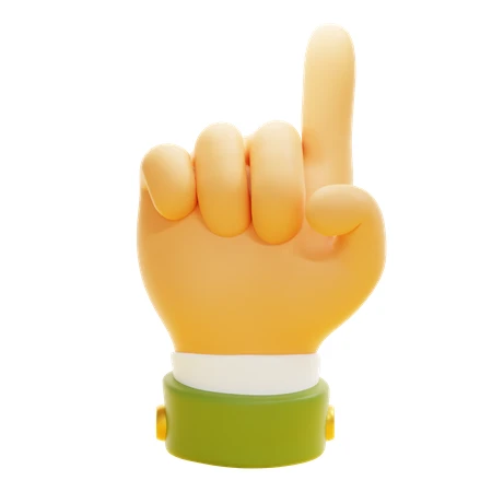 3D cartoon hand pointing up with index finger