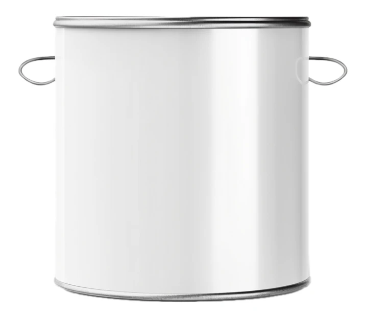 Blank white metal paint bucket with handles isolated
