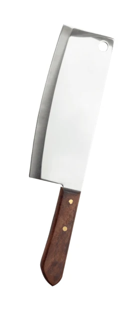 Professional stainless steel meat cleaver with wooden handle