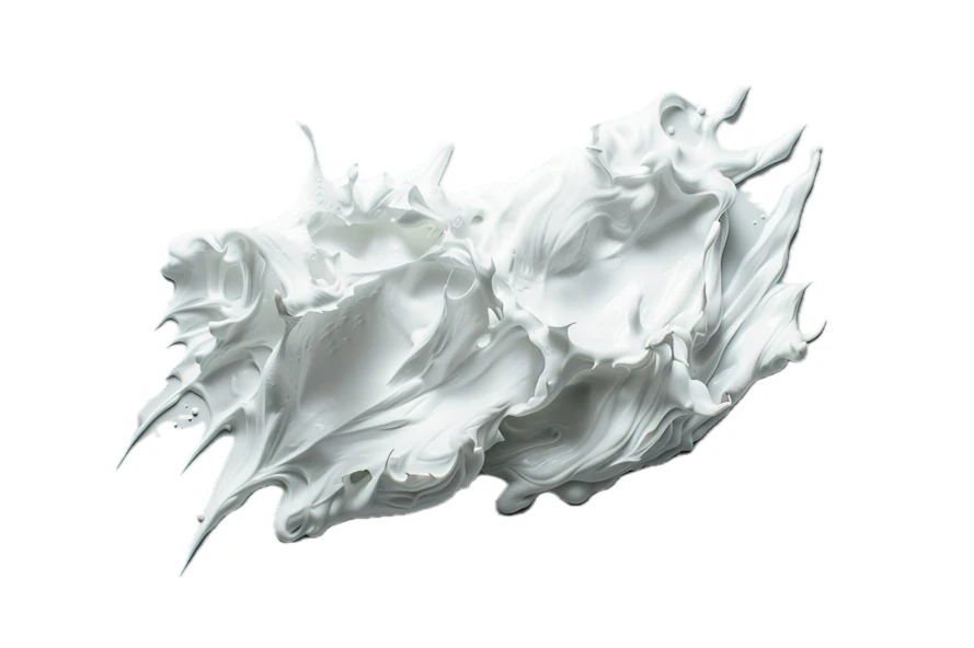 White cosmetic cream smear with textured peaks isolated on white