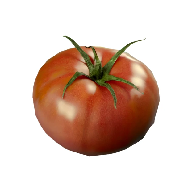 Single ripe red tomato isolated on white background