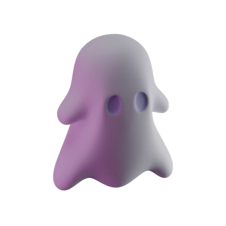 Cute 3D rendered purple ghost isolated on white