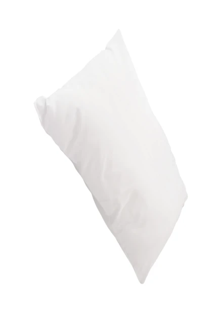 Soft white rectangular bed pillow isolated on white background