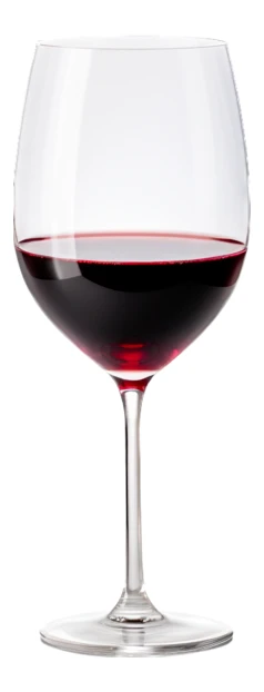 Single glass of red wine isolated on white background