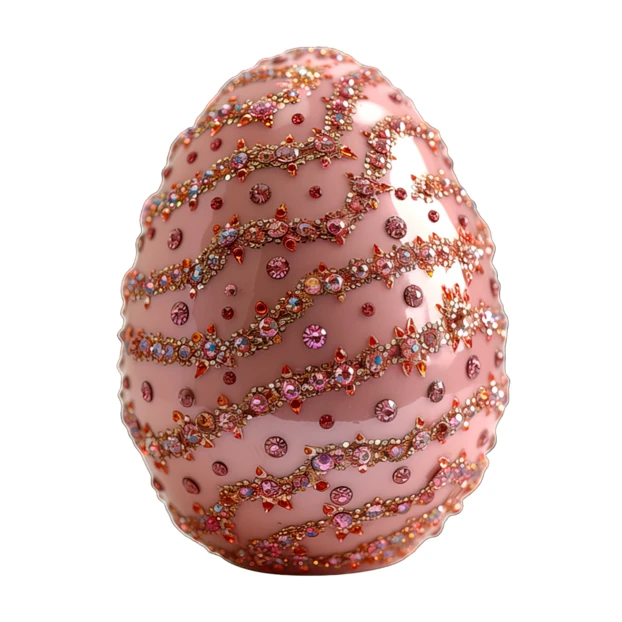 Ornate pink Faberge-style egg with decorative crystals