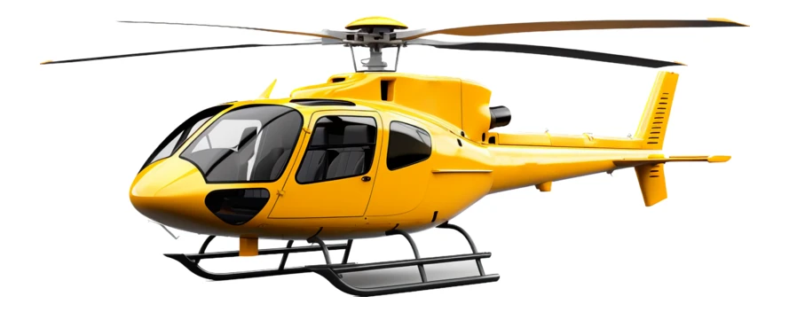 Bright yellow modern helicopter isolated on white background