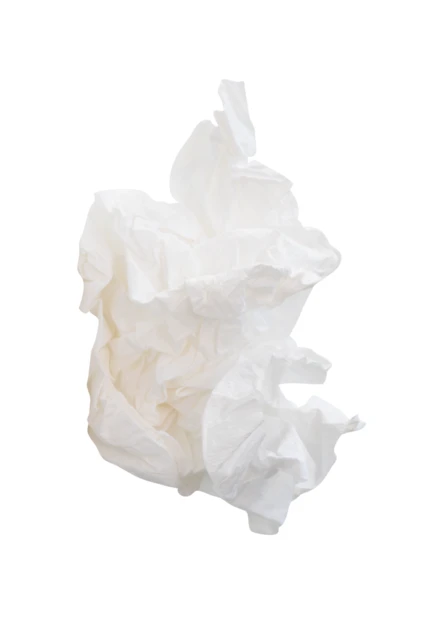 Crumpled white tissue paper isolated on white background
