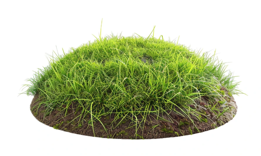 Small mound of green grass isolated on white background