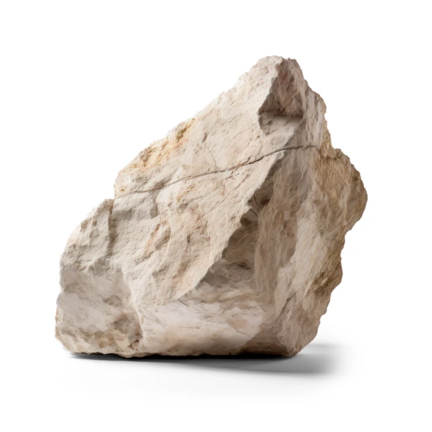Large light brown rock isolated on white background