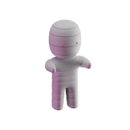 Cute 3D stylized mummy character isolated on white background