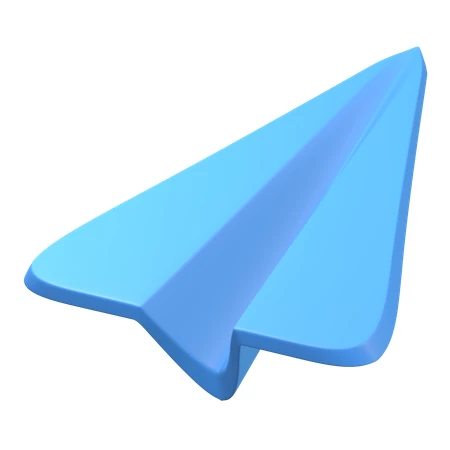 3D rendered blue paper plane icon isolated on white