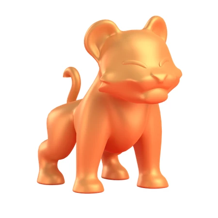 Cute 3D stylized orange tiger character on white background