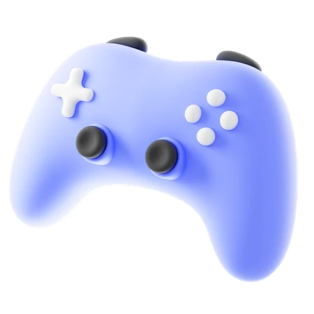 Blue 3D rendered gamepad controller on white background