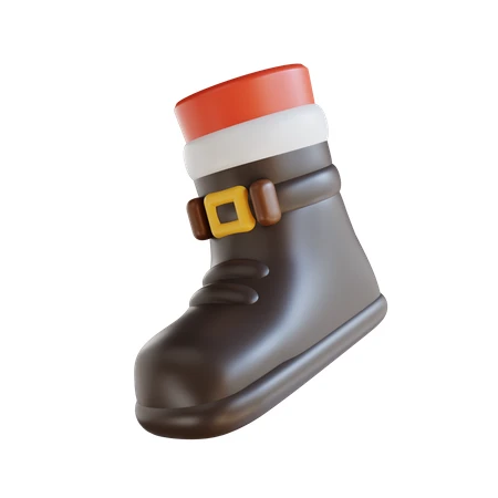 3D illustration of Santa Claus boot on white background