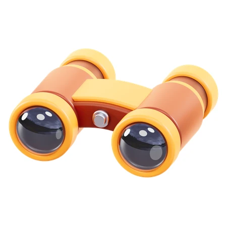3D rendered orange binoculars isolated on white background