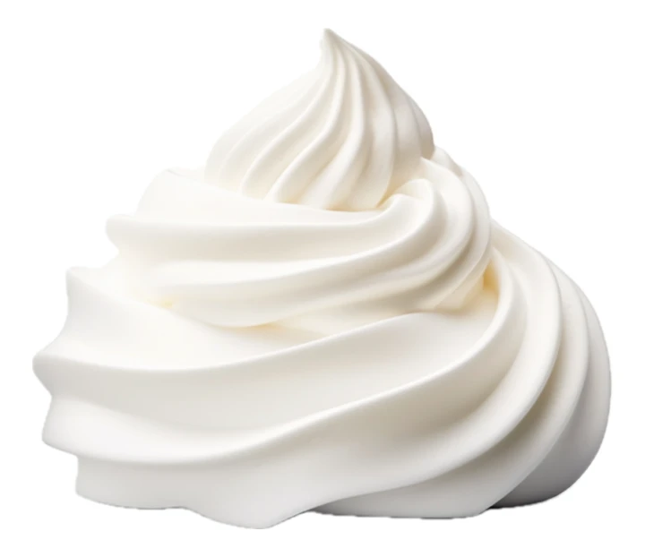 Swirl of whipped cream isolated on white background