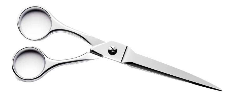 Professional silver hairdressing scissors isolated on white background