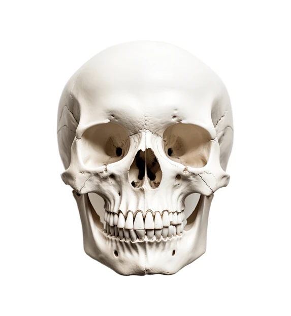 Anatomical human skull isolated on white background