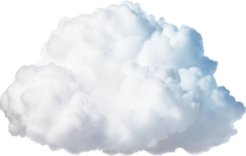 Single fluffy white cumulus cloud isolated on white background
