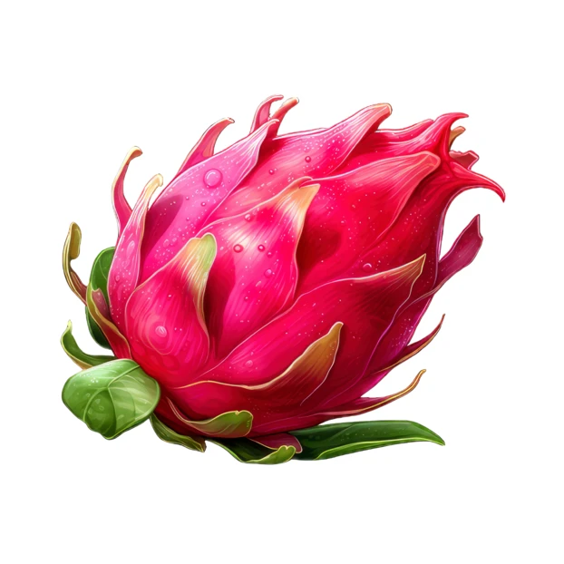 Detailed illustration of a fresh dragon fruit on white background