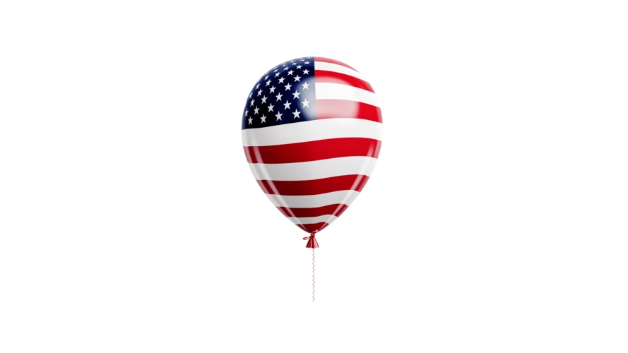American flag pattern balloon isolated on white background
