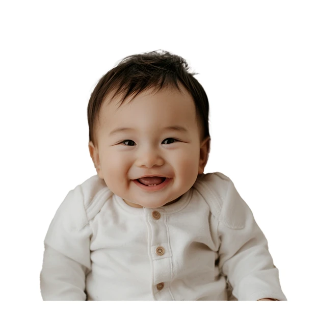 Happy smiling Asian baby boy isolated on white background