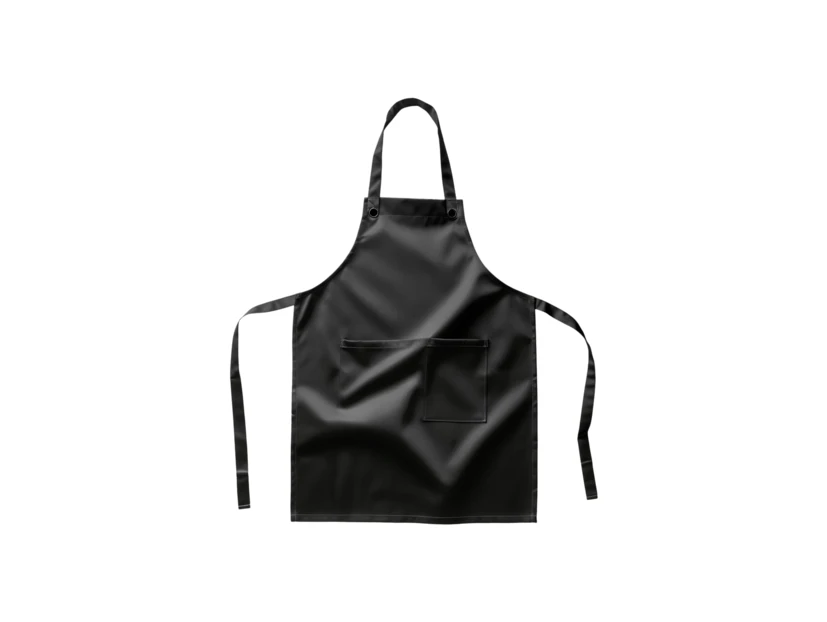 Black kitchen apron with pocket isolated on white background