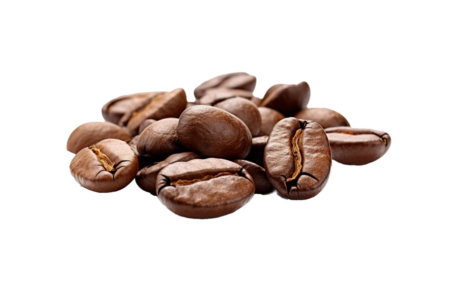 Roasted coffee beans isolated on white background