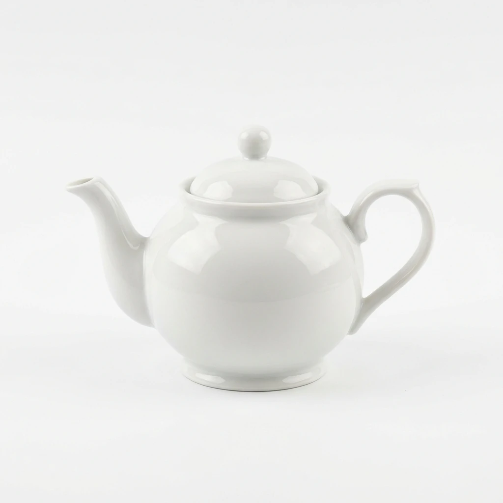 Classic white ceramic teapot isolated on white background