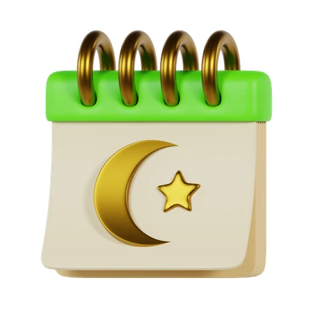 Calendar with Crescent Moon and Star Symbol