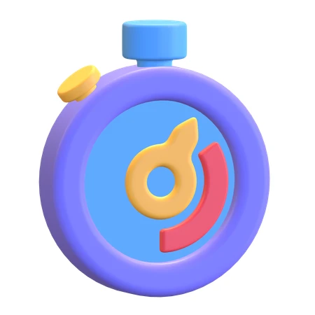 3D purple stopwatch icon isolated on white background