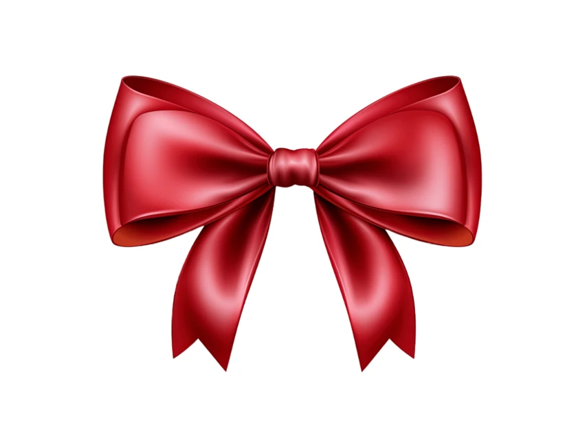 Elegant red satin bow isolated on white background