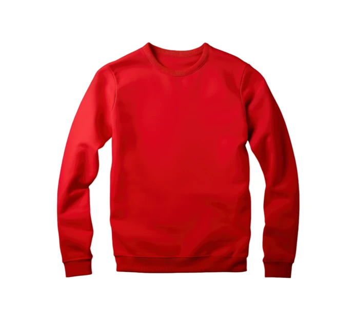 Plain red crewneck sweatshirt isolated on white background