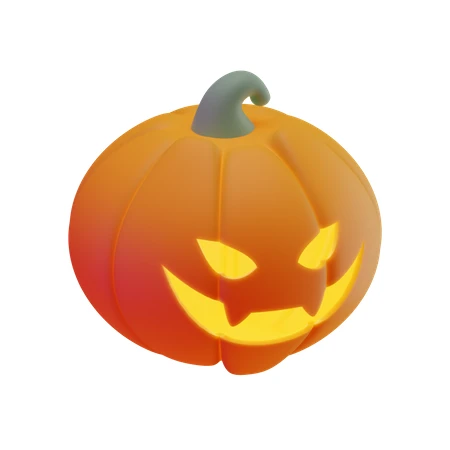 3D rendering of glowing Halloween jack-o'-lantern on white background