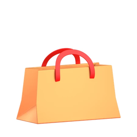 3D render of a yellow shopping bag with red handles