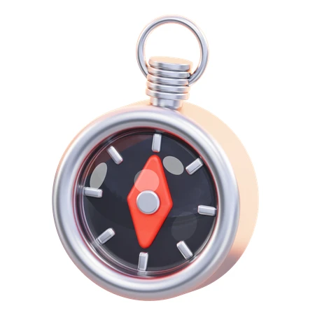 3D stylized compass icon isolated on white background