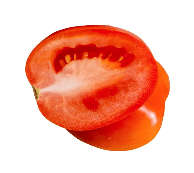 Sliced red tomato isolated on white background