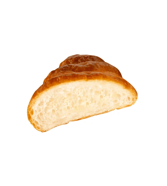 Single slice of fresh golden croissant isolated on white