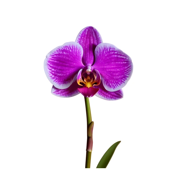 Single purple phalaenopsis orchid flower isolated on white background