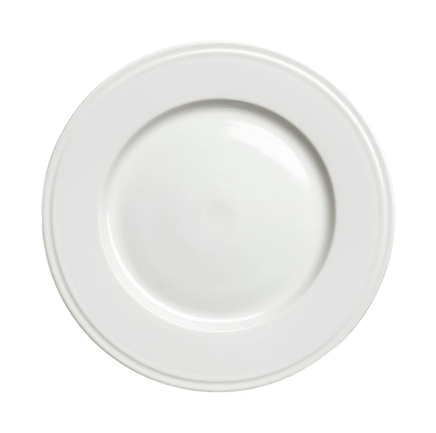Empty white ceramic plate isolated on white background