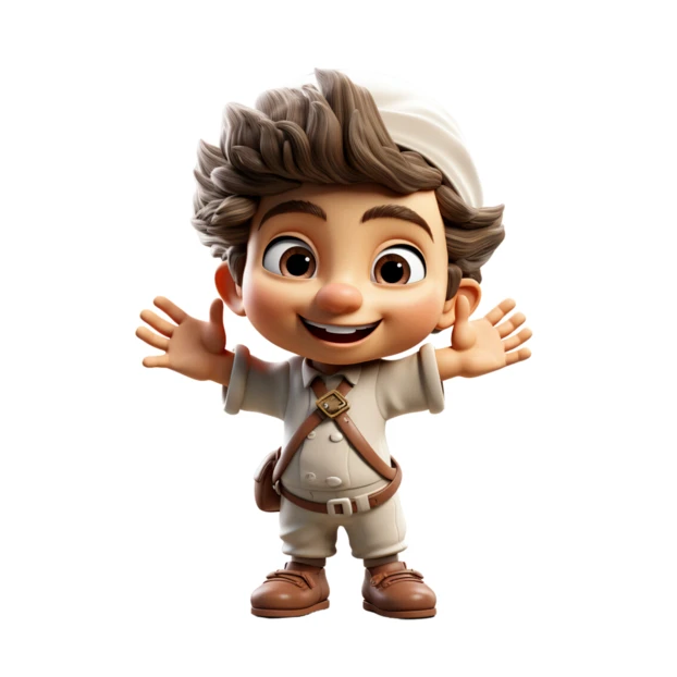 3D animated cartoon boy character smiling with open arms