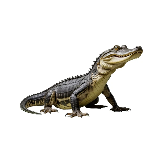 Young American alligator isolated on white background