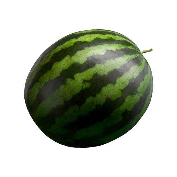 Whole striped watermelon isolated on white background