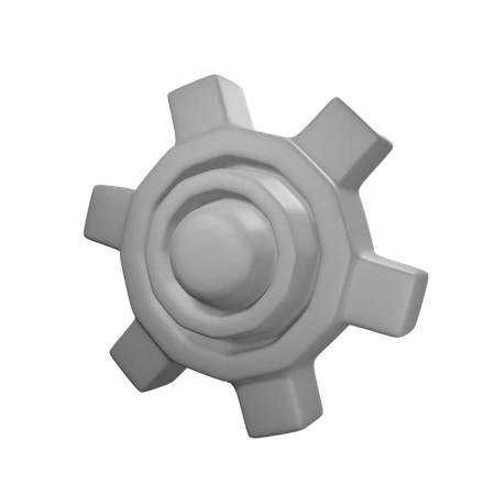 3D grey cogwheel gear icon isolated on white background