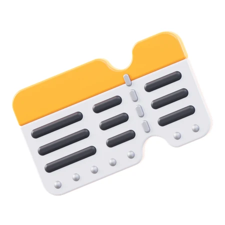 3D stylized white and yellow event ticket icon