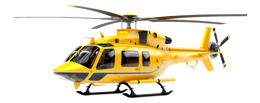 Yellow helicopter isolated on white background