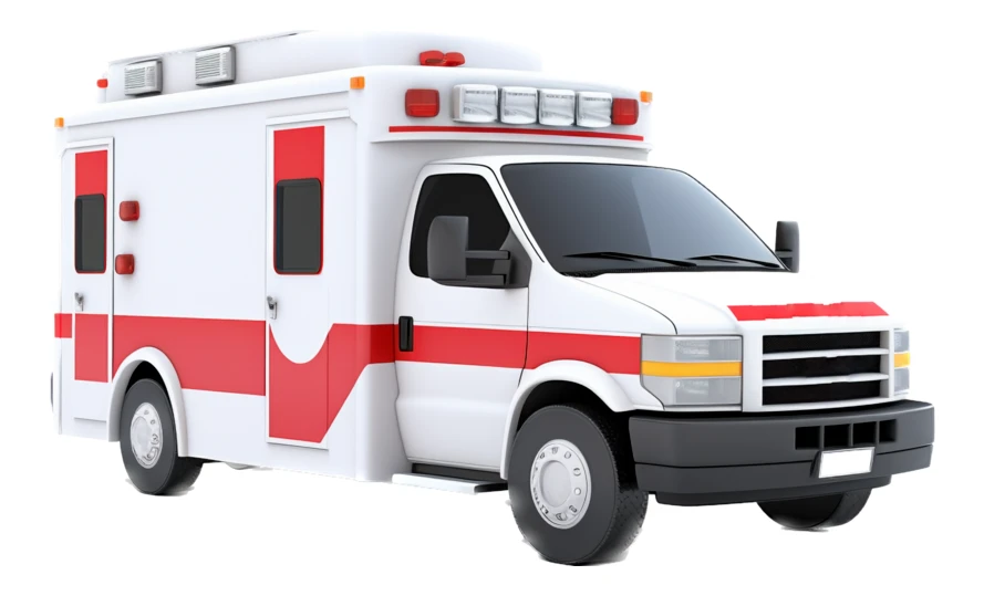 Modern emergency ambulance vehicle isolated on white background
