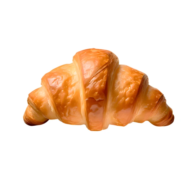 Freshly baked golden croissant isolated on white background
